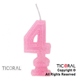 VELA NUMERO 4 ROSA CON GIBRE HS2877-4 x 1